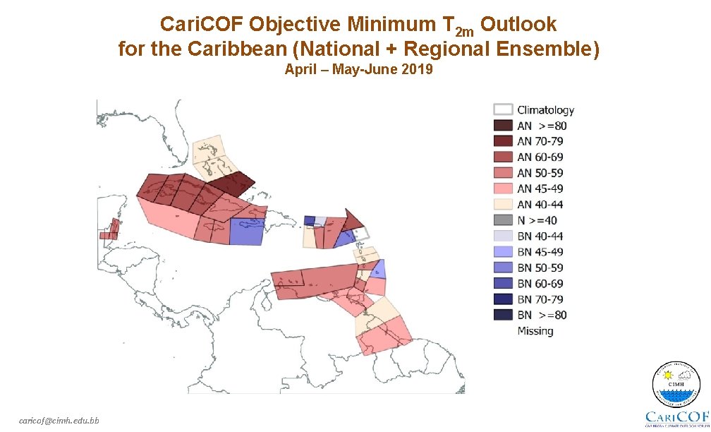 Cari. COF Objective Minimum T 2 m Outlook for the Caribbean (National + Regional