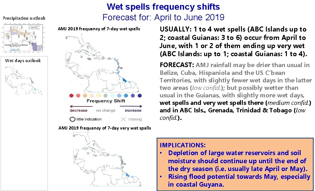 Precipitation outlook Wet spells frequency shifts Forecast for: April to June 2019 AMJ 2019