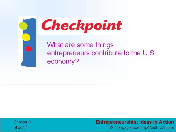 What are some things entrepreneurs contribute to the U. S. economy? Chapter 2 Slide