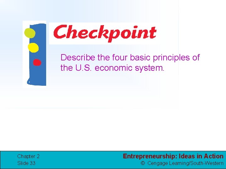 Describe the four basic principles of the U. S. economic system. Chapter 2 Slide