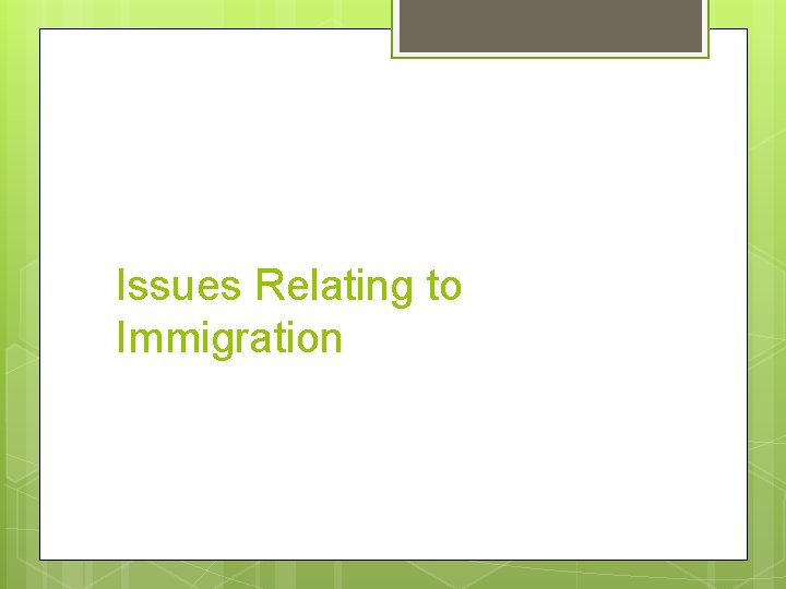 Issues Relating to Immigration 