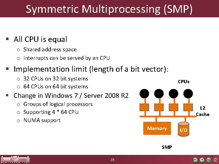 Symmetric Multiprocessing (SMP) § All CPU is equal o Shared address space o Interrupts Symmetric Multiprocessing (SMP) § All CPU is equal o Shared address space o Interrupts