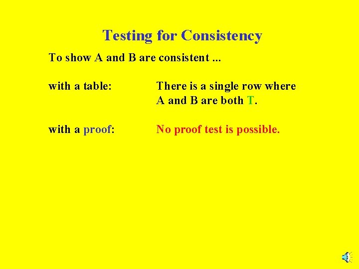 Testing for Consistency To show A and B are consistent. . . with a