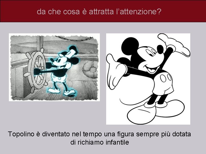 da che cosa è attratta l’attenzione? Topolino è diventato nel tempo una figura sempre