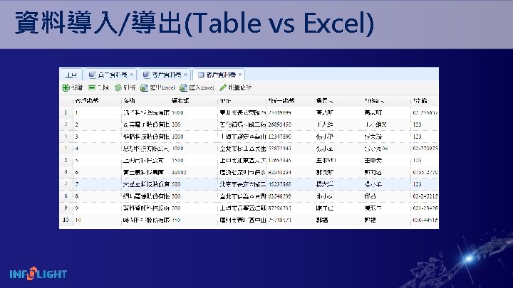 資料導入/導出(Table vs Excel) 