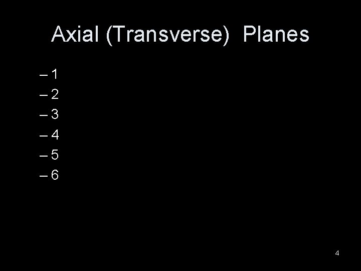 Axial (Transverse) Planes – 1 – 2 – 3 – 4 – 5 –