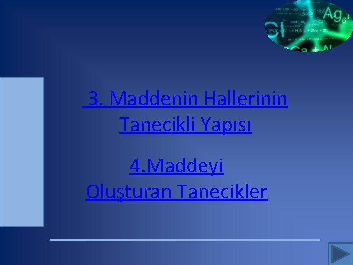  3. Maddenin Hallerinin Tanecikli Yapısı 4. Maddeyi Oluşturan Tanecikler 