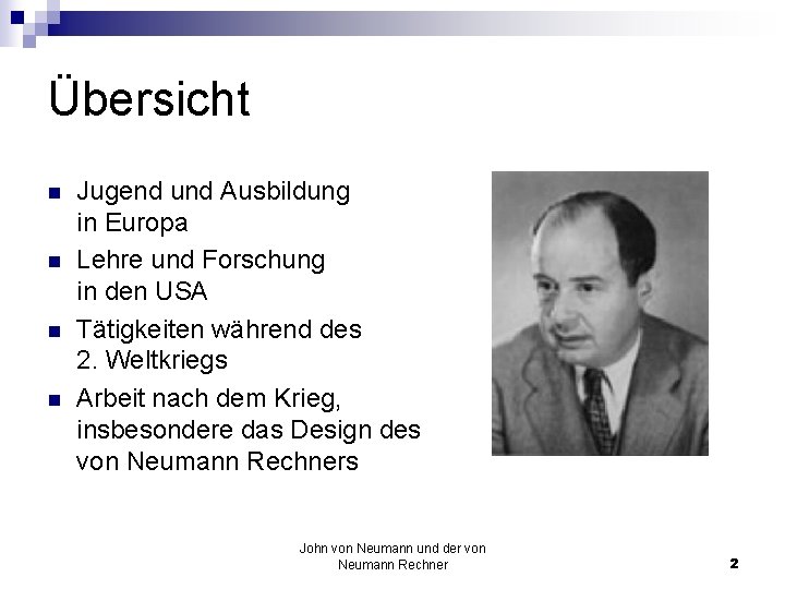 Übersicht n n Jugend und Ausbildung in Europa Lehre und Forschung in den USA