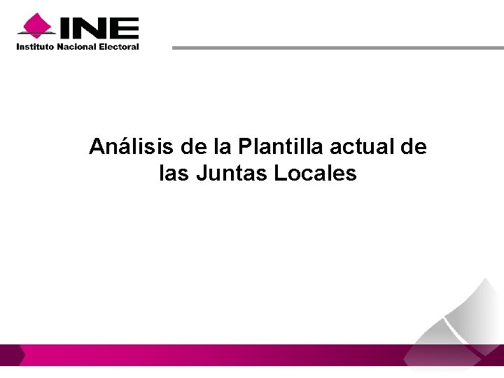 Análisis de la Plantilla actual de las Juntas Locales Análisis de la Plantilla actual de las Juntas Locales
