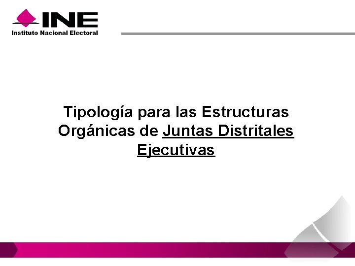 Tipología para las Estructuras Orgánicas de Juntas Distritales Ejecutivas Tipología para las Estructuras Orgánicas de Juntas Distritales Ejecutivas