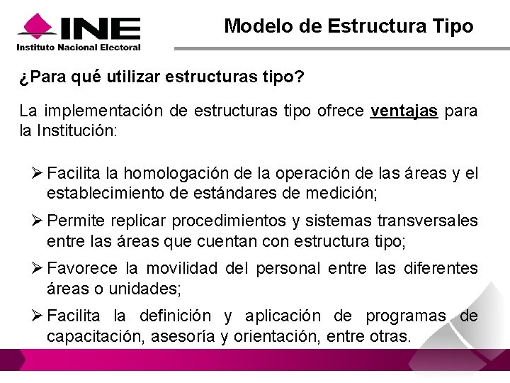 Modelo de Estructura Tipo ¿Para qué utilizar estructuras tipo? La implementación de estructuras tipo Modelo de Estructura Tipo ¿Para qué utilizar estructuras tipo? La implementación de estructuras tipo