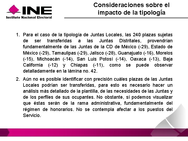Consideraciones sobre el impacto de la tipología 1. Para el caso de la tipología Consideraciones sobre el impacto de la tipología 1. Para el caso de la tipología