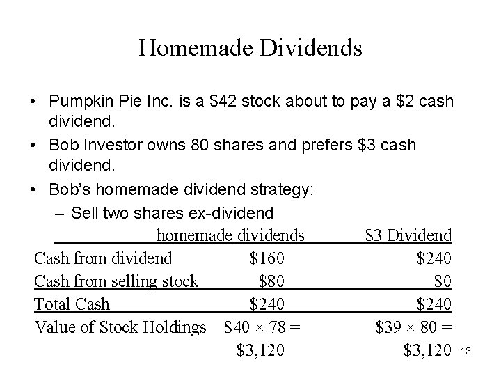 Homemade Dividends • Pumpkin Pie Inc. is a $42 stock about to pay a Homemade Dividends • Pumpkin Pie Inc. is a $42 stock about to pay a