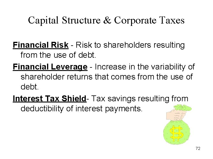 Capital Structure & Corporate Taxes Financial Risk - Risk to shareholders resulting from the Capital Structure & Corporate Taxes Financial Risk - Risk to shareholders resulting from the