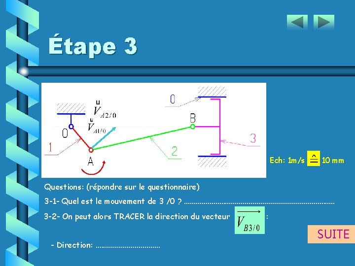 Étape 3 Ech: 1 m/s 10 mm Questions: (répondre sur le questionnaire) 3 -1