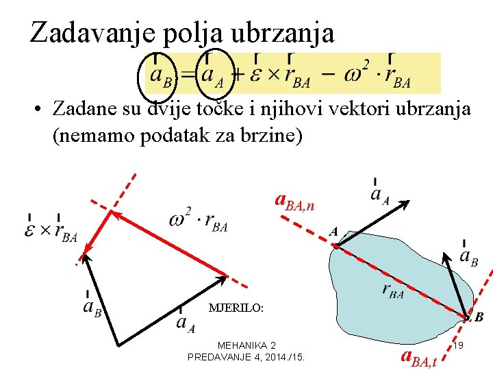 Zadavanje polja ubrzanja • Zadane su dvije točke i njihovi vektori ubrzanja (nemamo podatak Zadavanje polja ubrzanja • Zadane su dvije točke i njihovi vektori ubrzanja (nemamo podatak
