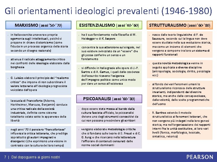 Gli orientamenti ideologici prevalenti (1946 -1980) MARXISMO (anni ’ 50 -’ 70) - -