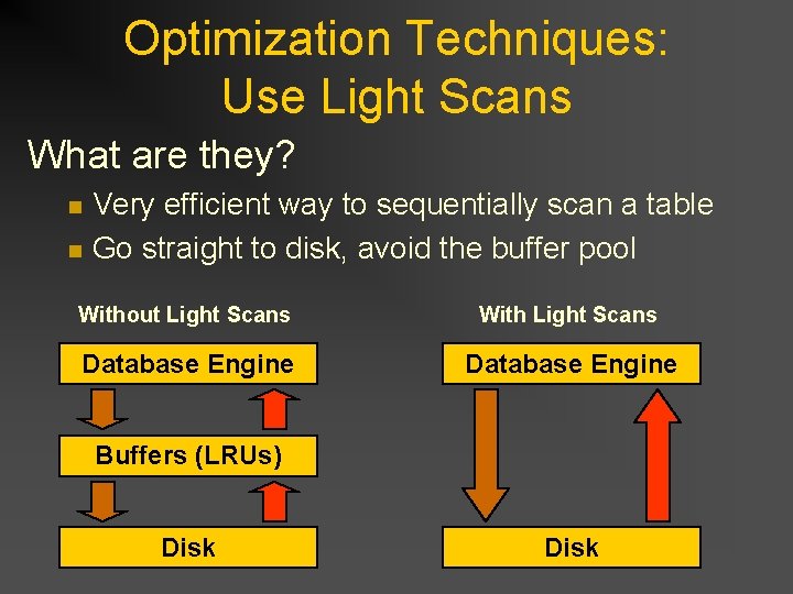 Optimization Techniques: Use Light Scans What are they? n n Very efficient way to Optimization Techniques: Use Light Scans What are they? n n Very efficient way to