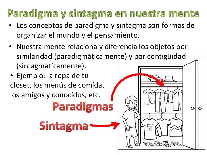 Paradigma y sintagma en nuestra mente • Los conceptos de paradigma y sintagma son
