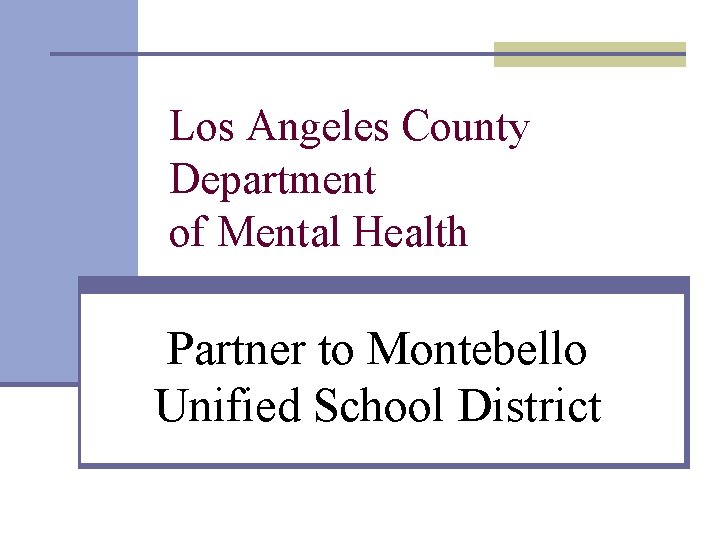 Los Angeles County Department of Mental Health Partner
