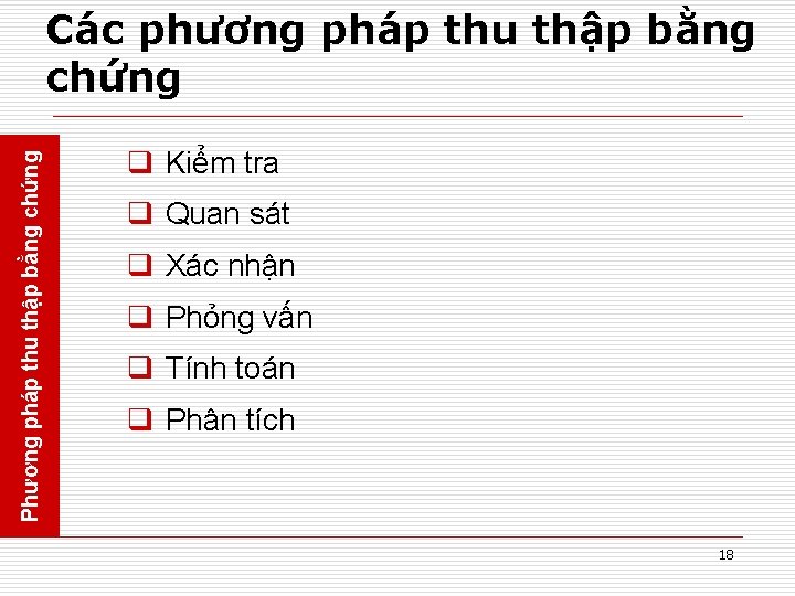 Phương pháp thu thập bằng chứng Các phương pháp thu thập bằng chứng q