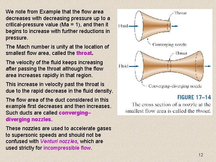 We note from Example that the flow area decreases with decreasing pressure up to