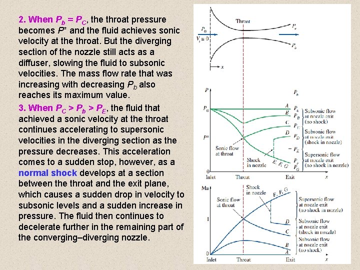 2. When Pb = PC, the throat pressure becomes P* and the fluid achieves