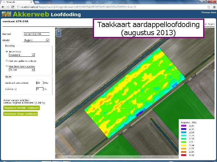 Taakkaart aardappelloofdoding (augustus 2013) Netherlands Space Office 10 