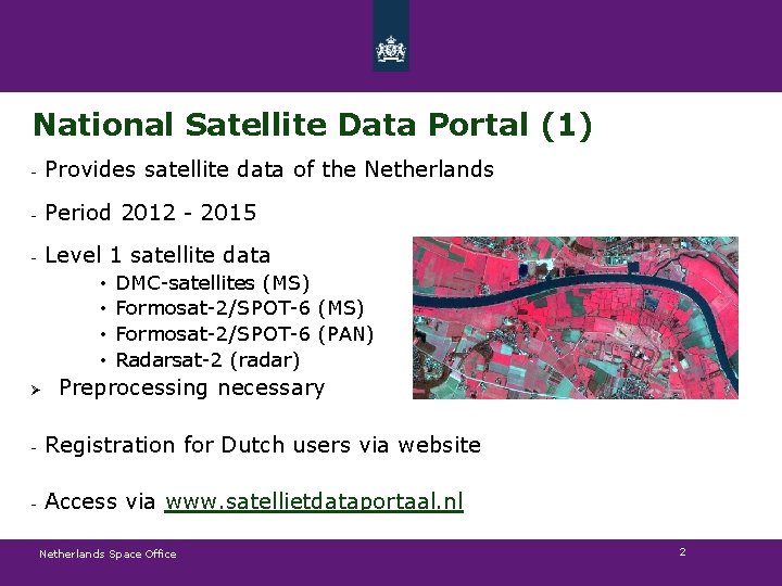 National Satellite Data Portal (1) - Provides satellite data of the Netherlands - Period