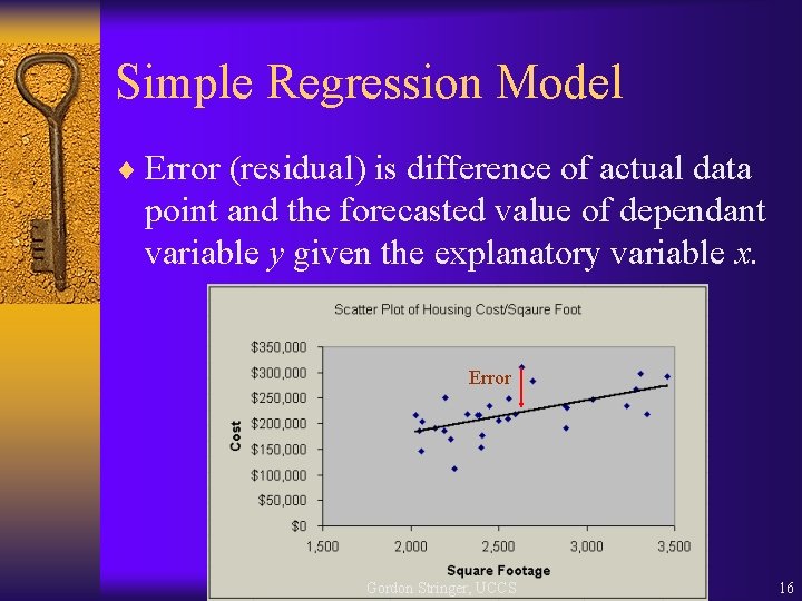 Simple Regression Model ¨ Error (residual) is difference of actual data point and the