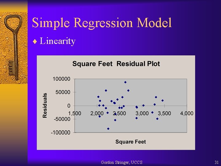 Simple Regression Model ¨ Linearity Gordon Stringer, UCCS 31 