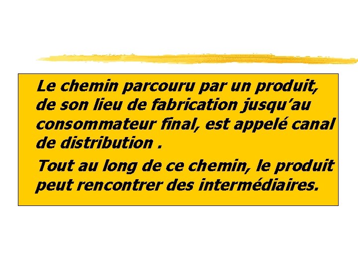 z. Le chemin parcouru par un produit, de son lieu de fabrication jusqu’au consommateur