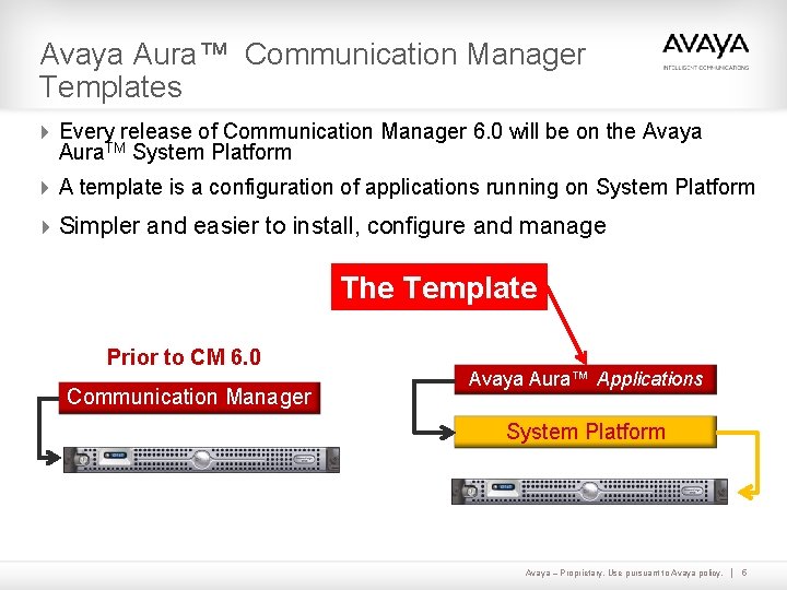 Avaya Aura™ Communication Manager Templates 4 Every release of Communication Manager 6. 0 will