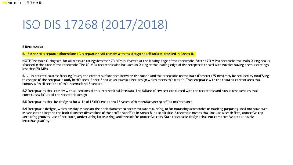 ll. PROTECTED 関係者外秘 ISO DIS 17268 (2017/2018) 6 Receptacles 6. 1 Standard receptacle dimensions: