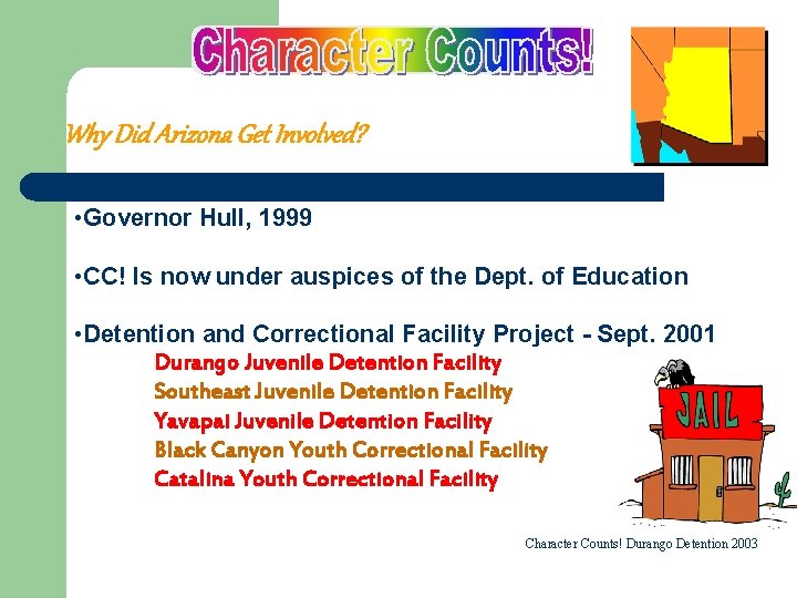 Why Did Arizona Get Involved? • Governor Hull, 1999 • CC! Is now under