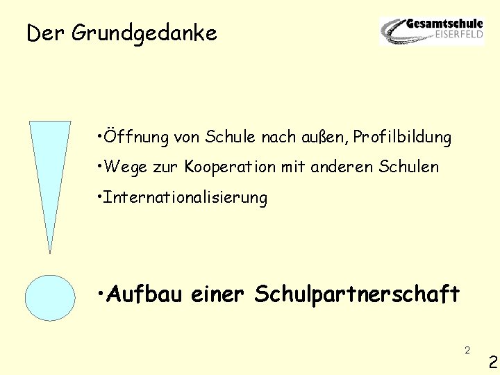 Der Grundgedanke • Öffnung von Schule nach außen, Profilbildung • Wege zur Kooperation mit