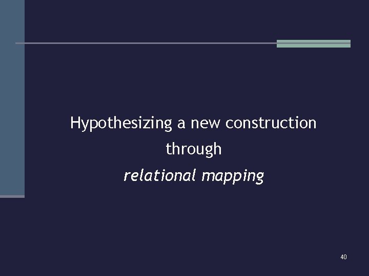 Hypothesizing a new construction through relational mapping 40 