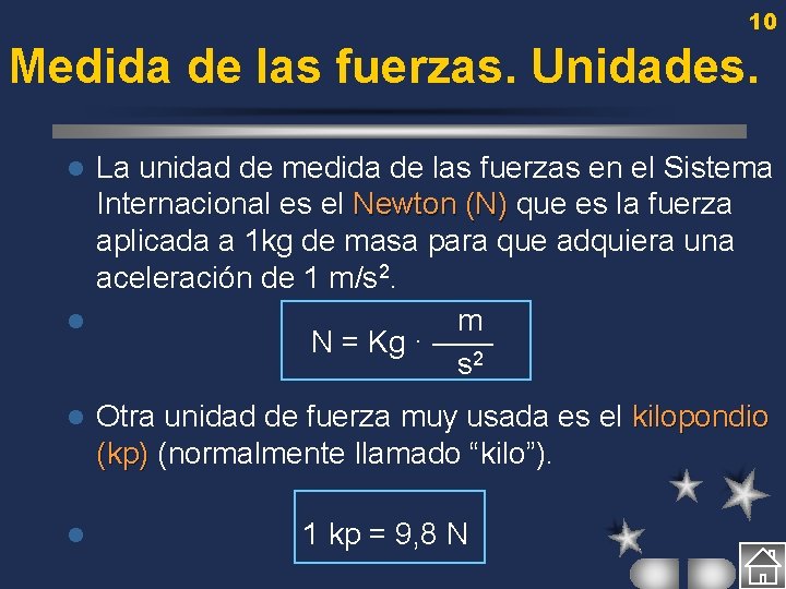 10 Medida de las fuerzas. Unidades. La unidad de medida de las fuerzas en