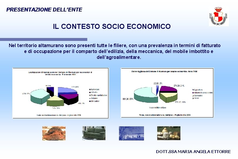 PRESENTAZIONE DELL’ENTE IL CONTESTO SOCIO ECONOMICO Nel territorio altamurano sono presenti tutte le filiere,