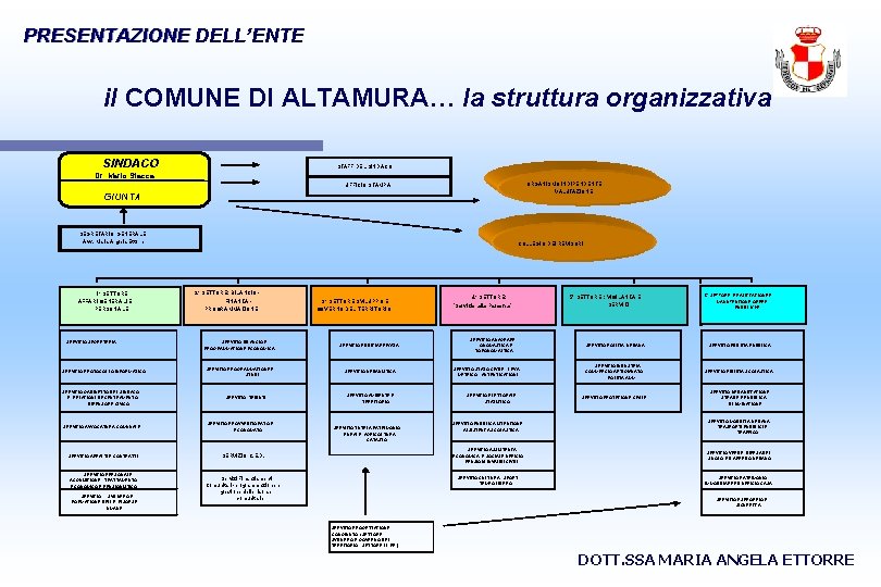 PRESENTAZIONE DELL’ENTE il COMUNE DI ALTAMURA… la struttura organizzativa SINDACO STAFF DEL SINDACO Dr.