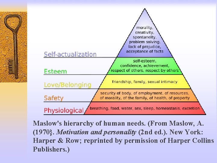 Maslow's hierarchy of human needs. (From Maslow, A. (1970}. Motivation and personality (2 nd