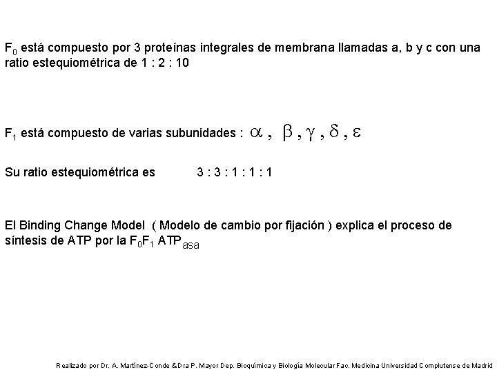 F 0 está compuesto por 3 proteínas integrales de membrana llamadas a, b y