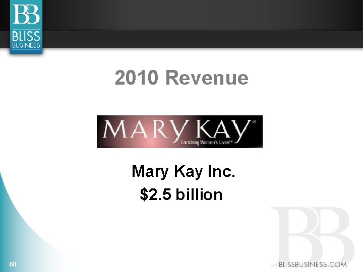 2010 Revenue Mary Kay Inc. $2. 5 billion 60 