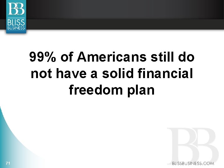 99% of Americans still do not have a solid financial freedom plan 71 