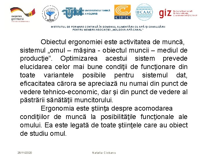 INSTITUTUL DE FORMARE CONTINUĂ ÎN DOMENIUL ALIMENTĂRII CU APĂ ŞI CANALIZĂRII PENTRU MEMBRII ASOCIAȚIEI