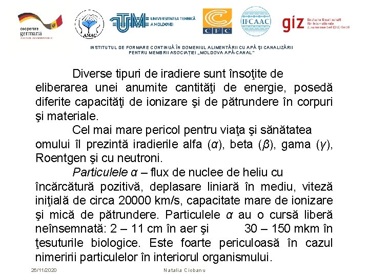 INSTITUTUL DE FORMARE CONTINUĂ ÎN DOMENIUL ALIMENTĂRII CU APĂ ŞI CANALIZĂRII PENTRU MEMBRII ASOCIAȚIEI