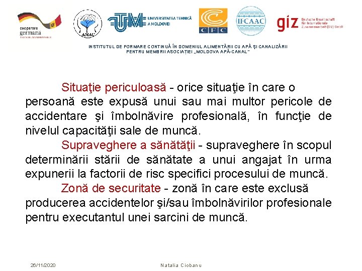 INSTITUTUL DE FORMARE CONTINUĂ ÎN DOMENIUL ALIMENTĂRII CU APĂ ŞI CANALIZĂRII PENTRU MEMBRII ASOCIAȚIEI