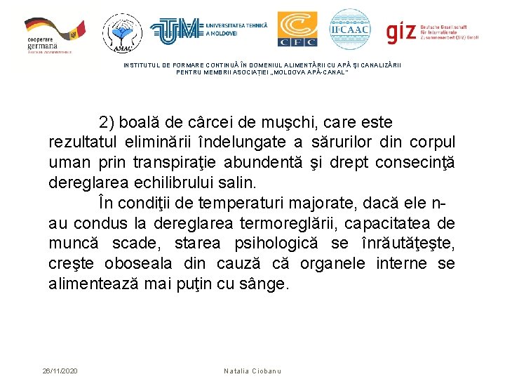 INSTITUTUL DE FORMARE CONTINUĂ ÎN DOMENIUL ALIMENTĂRII CU APĂ ŞI CANALIZĂRII PENTRU MEMBRII ASOCIAȚIEI