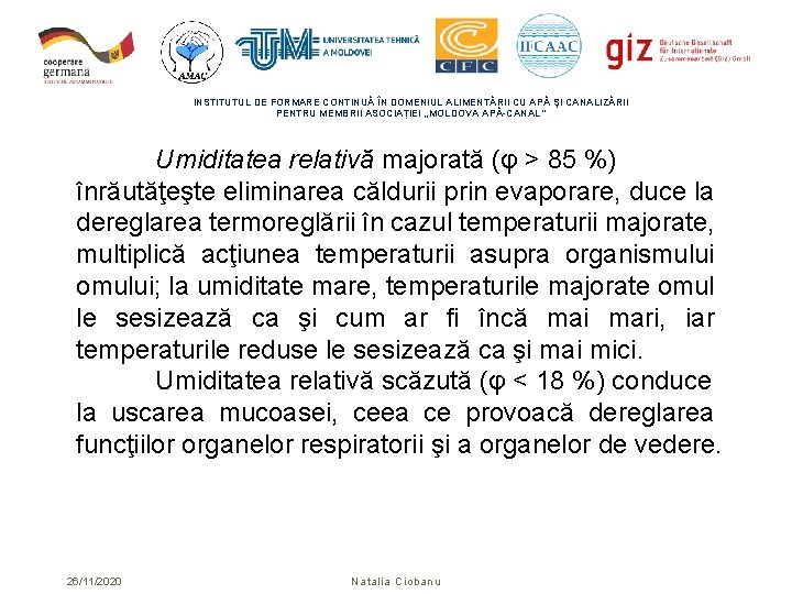 INSTITUTUL DE FORMARE CONTINUĂ ÎN DOMENIUL ALIMENTĂRII CU APĂ ŞI CANALIZĂRII PENTRU MEMBRII ASOCIAȚIEI