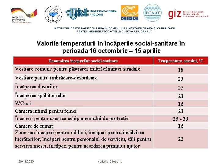 INSTITUTUL DE FORMARE CONTINUĂ ÎN DOMENIUL ALIMENTĂRII CU APĂ ŞI CANALIZĂRII PENTRU MEMBRII ASOCIAȚIEI